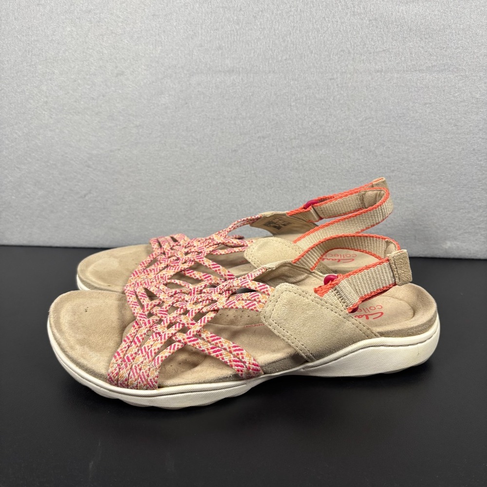 Clarks Women's Amanda Ease Flat Fisherman Sandals "Sand Combi" Size 8 Wide Beige